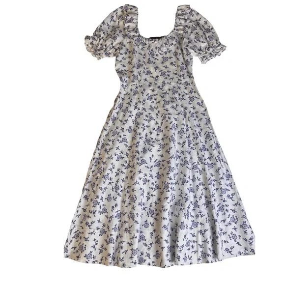 Polo Ralph Lauren Ruffled Floral Linen Off-Shoulder Dress Sz 6 - Picture 3 of 12